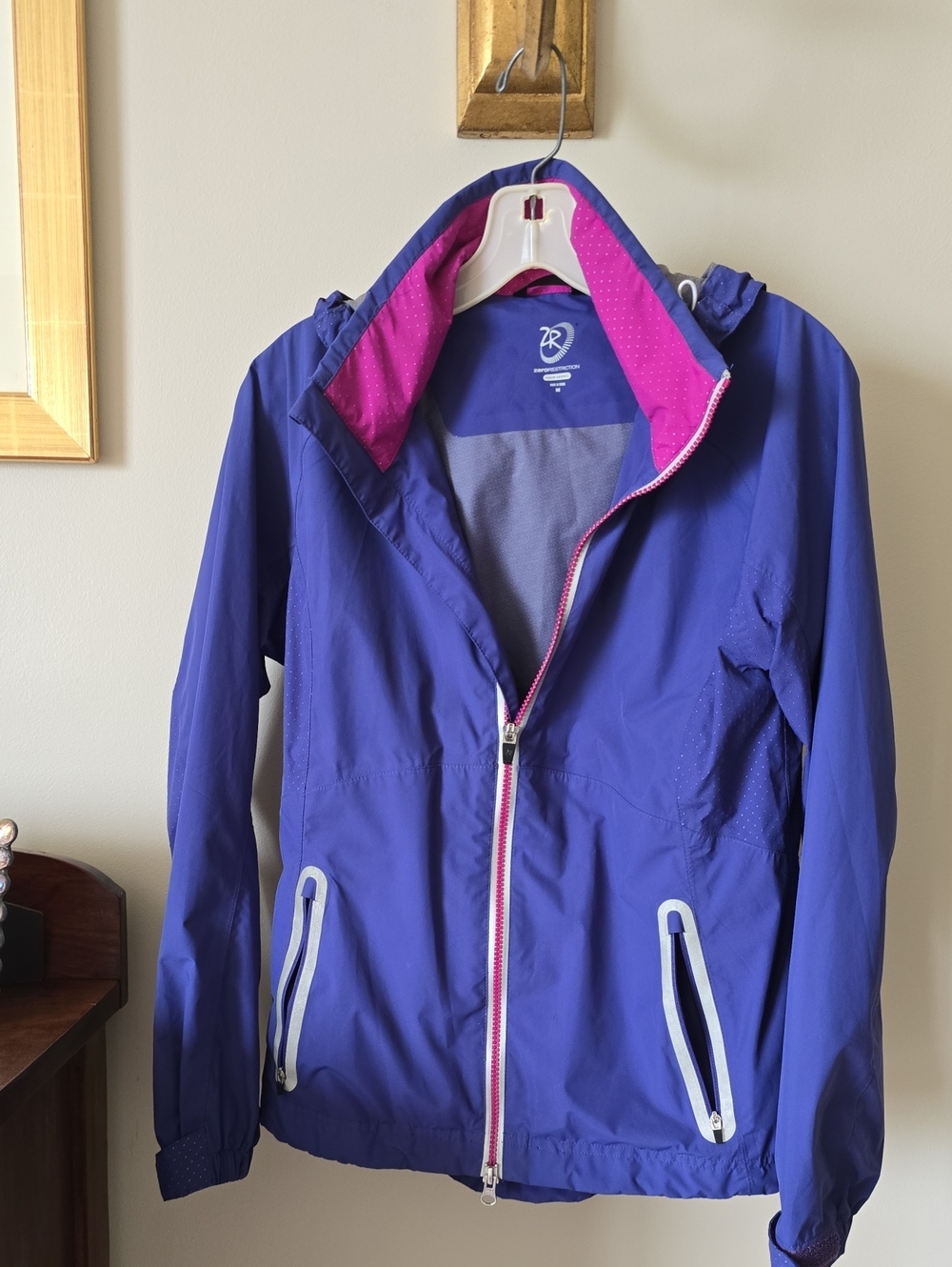 ZeroRestriction Purple Hooded Ski Jacket with Pink Lining